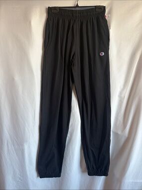 Champion Black Elastic Waist Track Pants with Logo